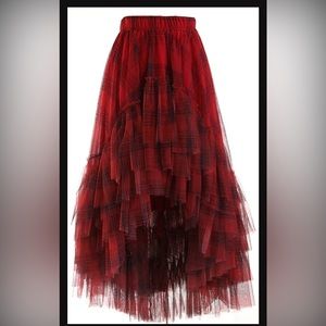 Plaid hi lo tulle skirt